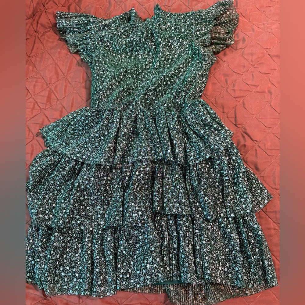Green Floral Tiered Dress